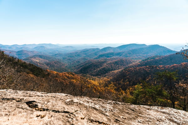 North Georgia fall color summit view from rocky outcrop